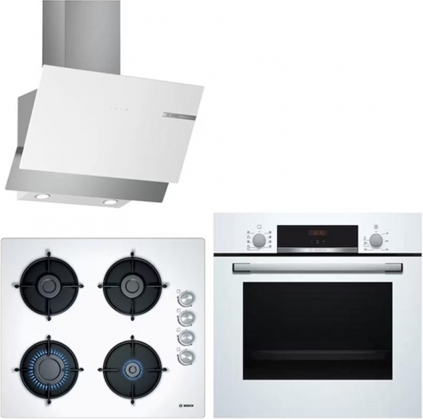 Bosch Beyaz Ankastre Set POP6C2O10O + HBF514BW1T + DWK65AD20R