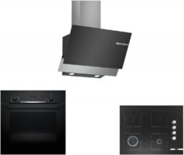 Bosch Siyah Ankastre Set POP7C6O12O + HBF534ES3T + DWK65AD60R