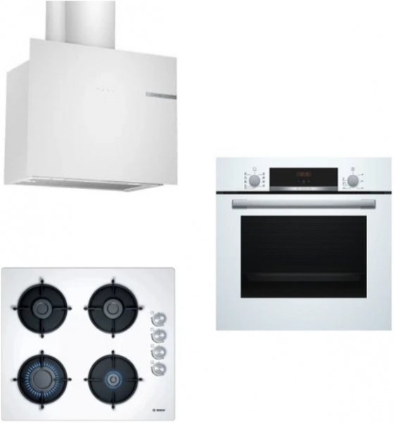 Bosch Beyaz Ankastre Set POP6C2O10O + HBF514BW1T + DWF65AJ20T
