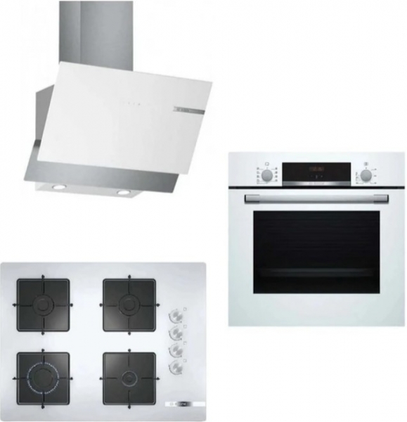 Bosch Beyaz Ankastre Set POP7C2O10O + HBF514BW1T + DWK65AD20R
