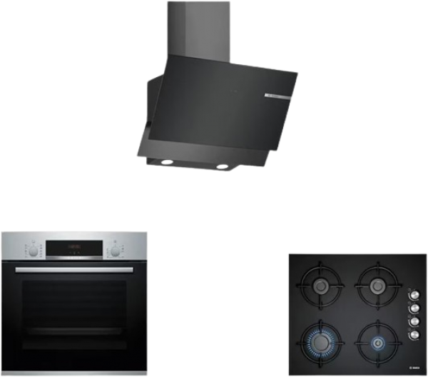 Bosch Siyah Ankastre Set POP6C6O10O + HBF534ES3T + DWK65AD30R