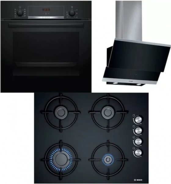 Bosch Siyah Ankastre Set POP6C6010O + HBF514BB0T + DWK065G60T