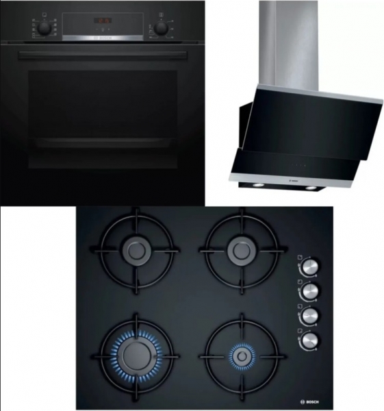 Bosch Siyah Ankastre Set POP6C6O10O + HBF514BB0T + DWK065G60T