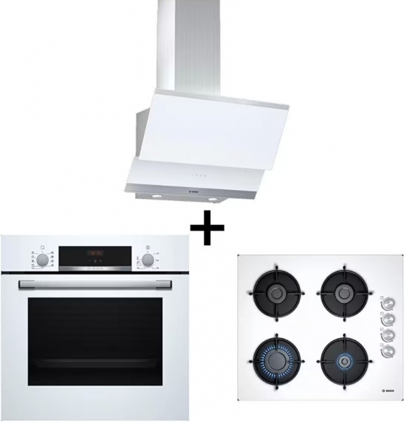Bosch Beyaz Ankastre Set POP6C2O10O + HBF514BW0T + DWK065G20T