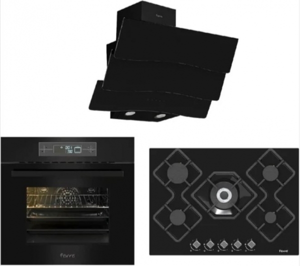 Ferre Ultra Lüks Siyah Ankastre Set KA-012 + 11002 + D023
