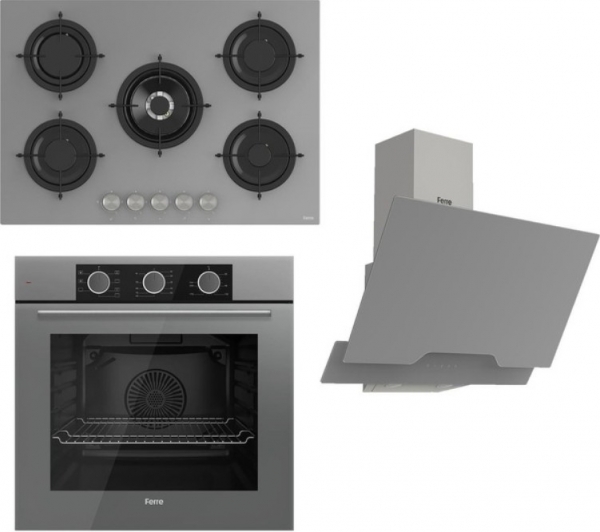 Ferre Flowart Basic Gri Ankastre Set RS038 + XE62CPR + D065