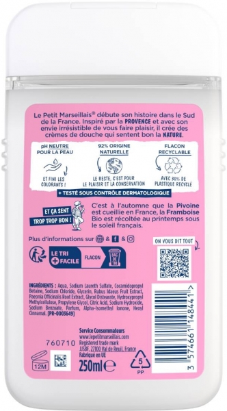 Le Petit Marseillais Frambuaz ve Şakayık 250 ml Duş Jeli