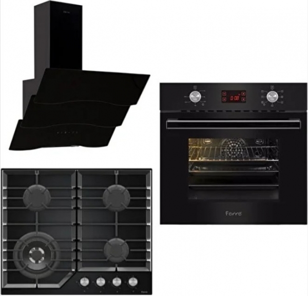 Ferre Lüks Siyah Ankastre Set NT 025 + BE7-LD 8002 + D023