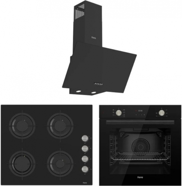 Ferre Black Duplin Siyah Ankastre Set CS205 + QMS63CS + D086