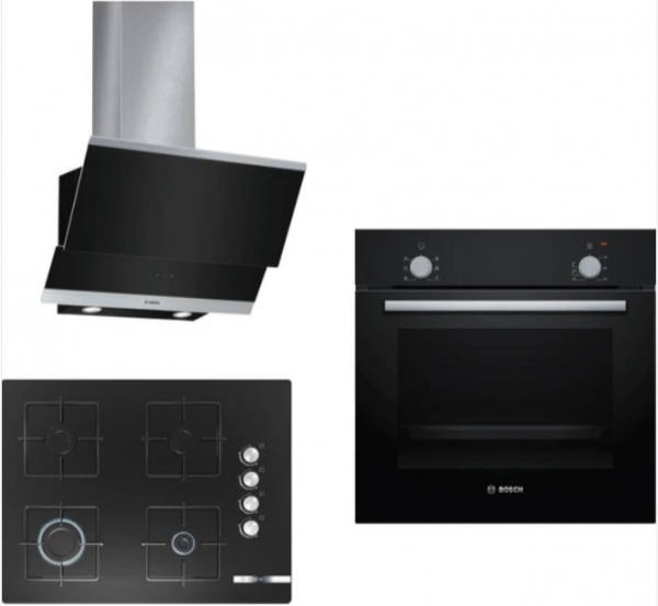 Bosch Siyah Set 176 Ankastre Set POP7C6O12O + + DWK065G60T