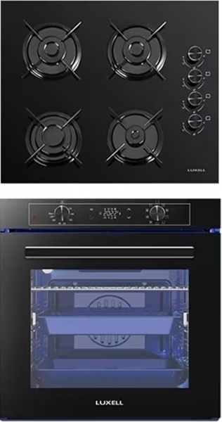 Luxell Siyah 2'li Ankastre Set OC88 + A68-SGF3 +