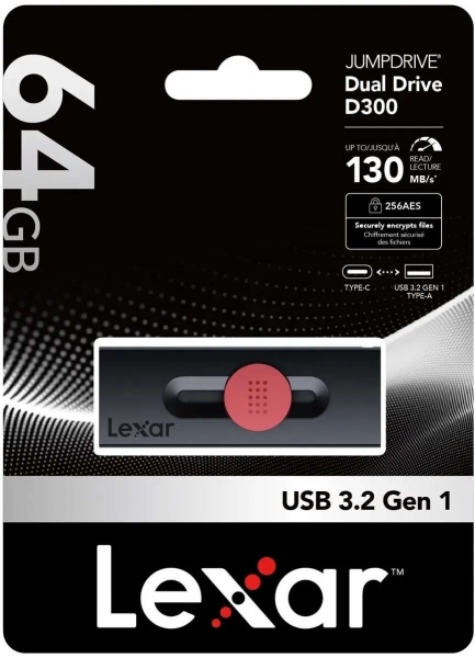 Lexar JumpDrive Dual Drive D300 Flash Bellek (64 GB)