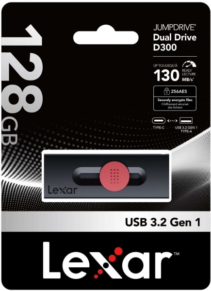 Lexar JumpDrive Dual Drive D300 Flash Bellek (128 GB)