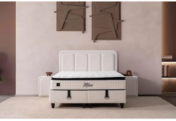 İndivani Milan 140x200 Baza+Başlık+Yatak Seti