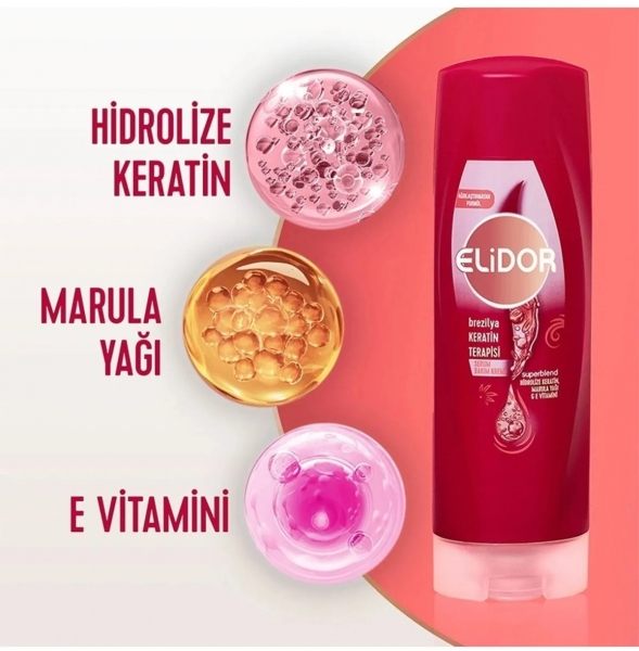 Elidor Brezilya Keratin Terapisi Hidrolize Keratin Marula Yağı 350 ml Saç Kremi