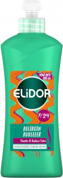Elidor 7/24 Şekillendirici Belirgin Bukleler Elastin ve Badem Sütü 265 ml Saç Kremi