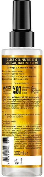 Gliss Oil Nutritive Kolay Tarama & Besleme Sıvı 200 ml Saç Kremi