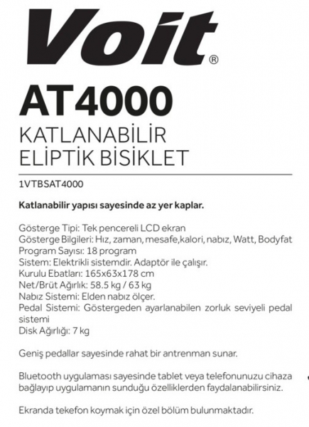Voit AT4000 Eliptik Bisiklet