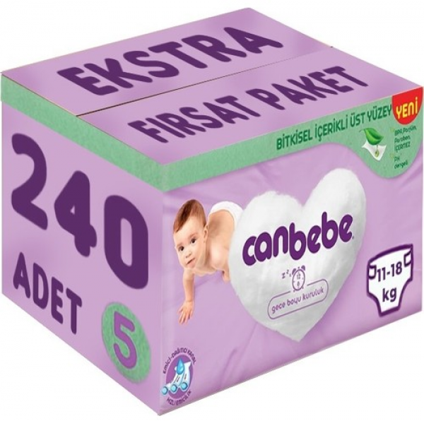 Canbebe 5 Beden 240 Adet Bebek Bezi