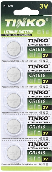 Tinko CR1616 5'li Düğme Pil