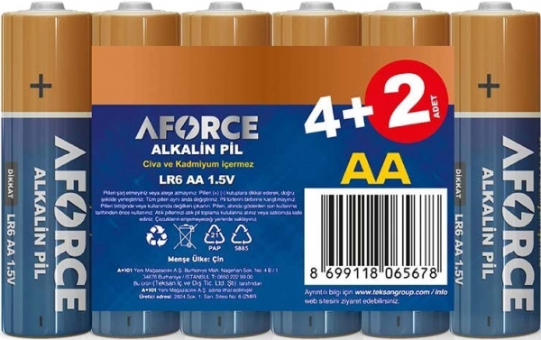 Aforce Alkalin AA 6'lı Kalem Pil