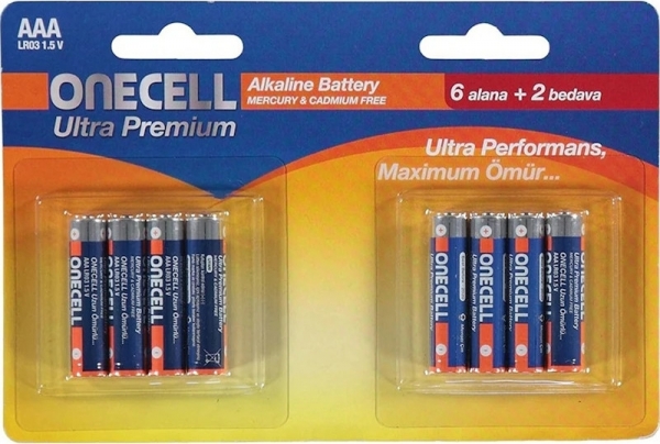 Onecell Ultra Premium AAA 8'li İnce Kalem Pil