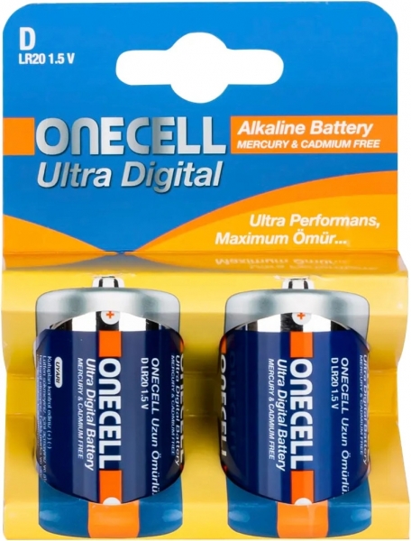 Onecell Ultra Dijital D 2'li Büyük Boy Pil