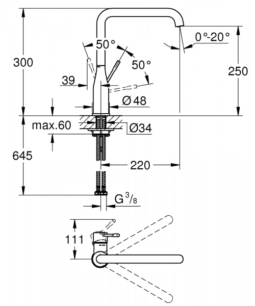 Grohe Essence 30269GN0 Eviye Bataryası