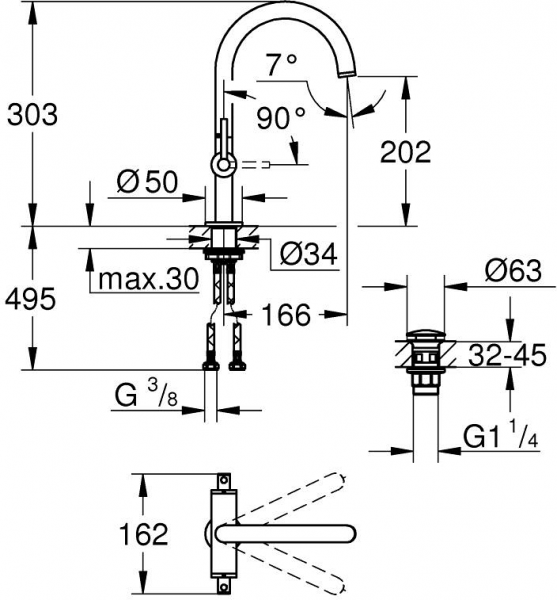 Grohe Atrio L 21145DA0 Lavabo Bataryası