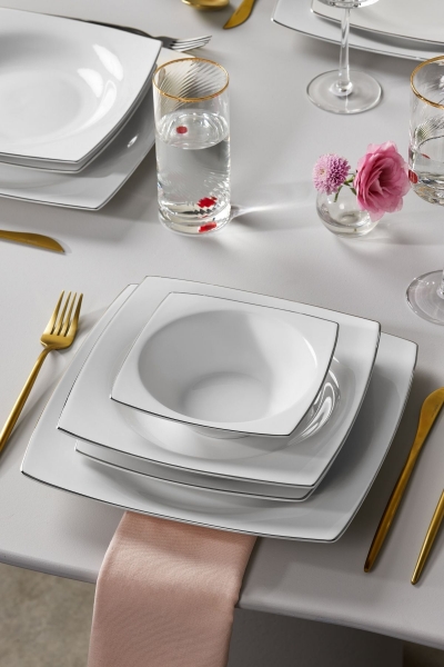 Karaca Square Bone Blaine 24 Parça Yemek Takımı