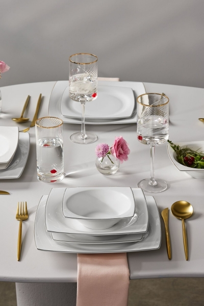 Karaca Square Bone Blaine 24 Parça Yemek Takımı
