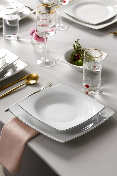 Karaca Square Bone Blaine 24 Parça Yemek Takımı