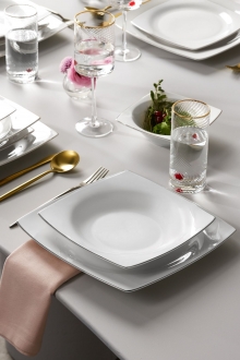 Karaca Square Bone Blaine 24 Parça Yemek Takımı