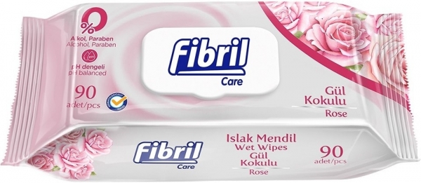 Fibril Gül Kokulu Islak Mendil (90 Yaprak)