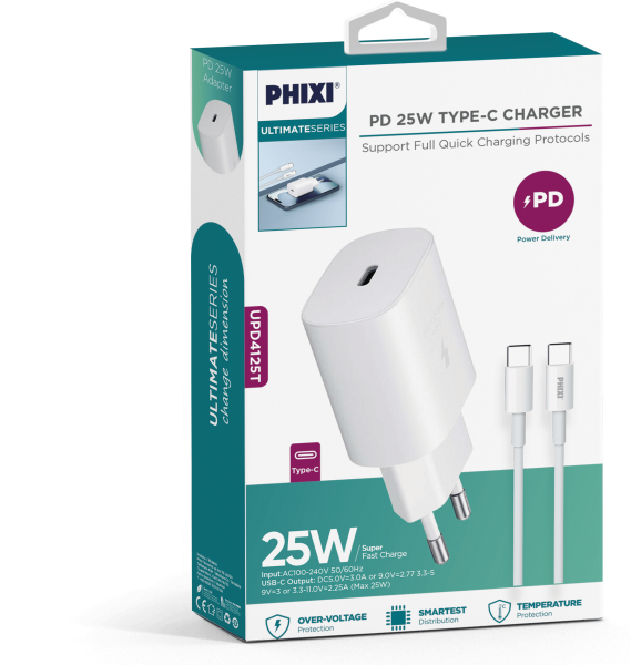 Phixi Ultimate UPD4125T Şarj Aleti (USB Type-C)