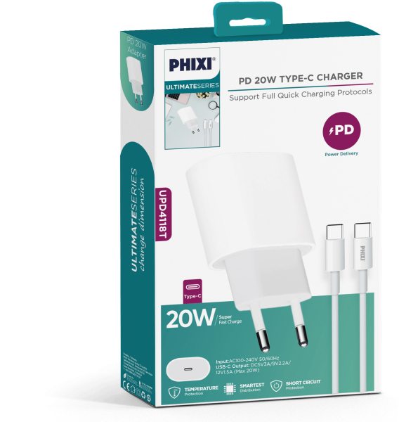 Phixi UPD4118T Şarj Aleti (USB Type-C)