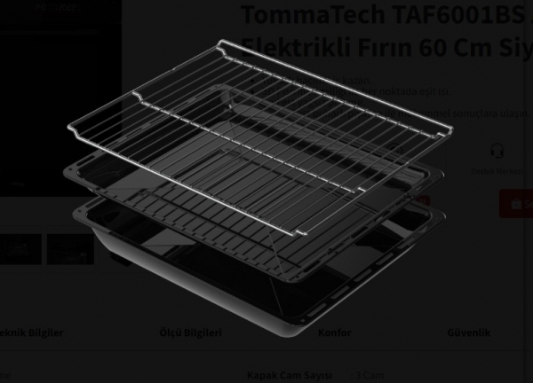 Tommatech TAF6001BS Ankastre Fırın