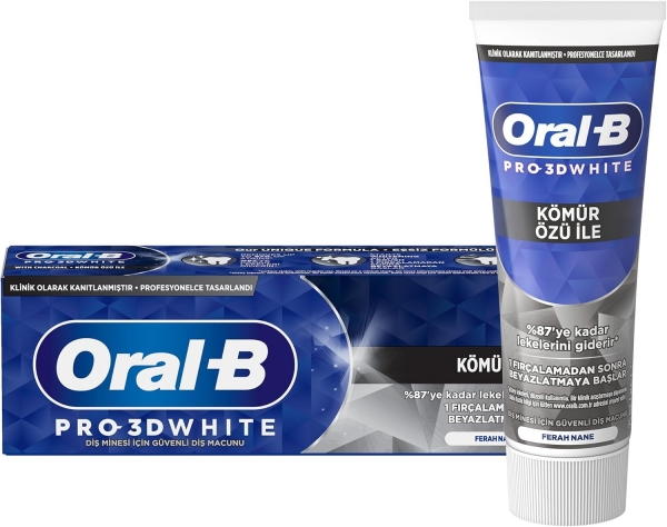 Oral-B Pro 3D White Kömür Özü İle 75 ml