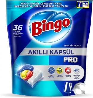 Bingo Hepsi Bir Arada Akıllı Kapsül Pro Tablet Bulaşık Makinesi Deterjanı 36 Adet