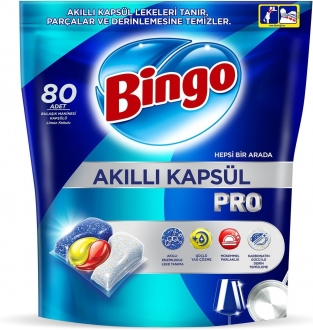 Bingo Hepsi Bir Arada Akıllı Kapsül Pro Tablet Bulaşık Makinesi Deterjanı 80 Adet
