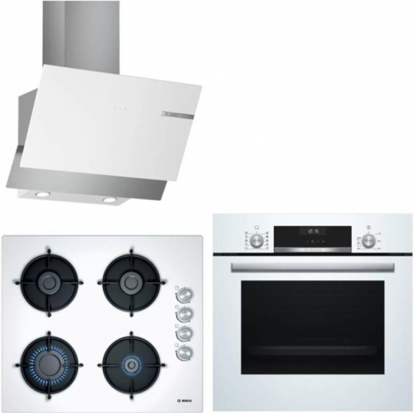 Bosch Beyaz Ankastre Set POP6C2O10O + HBJ558YW0T + DWK65AD20R