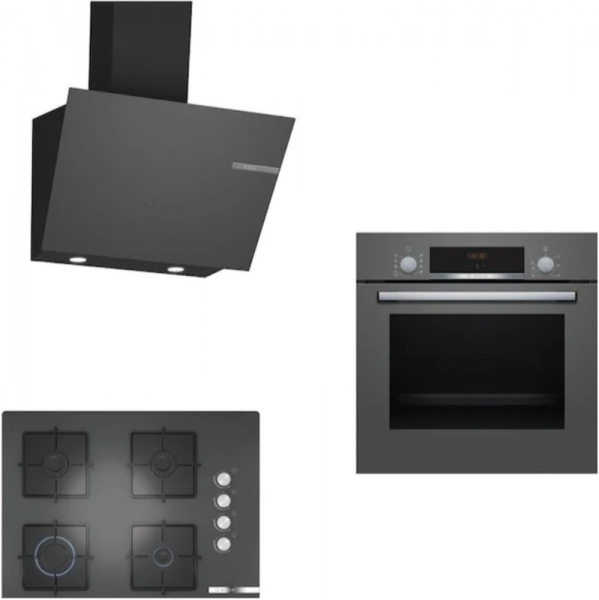Bosch Gri Ankastre Set POP7C9O12O + HBF534EH3T + DWK66PJ70T