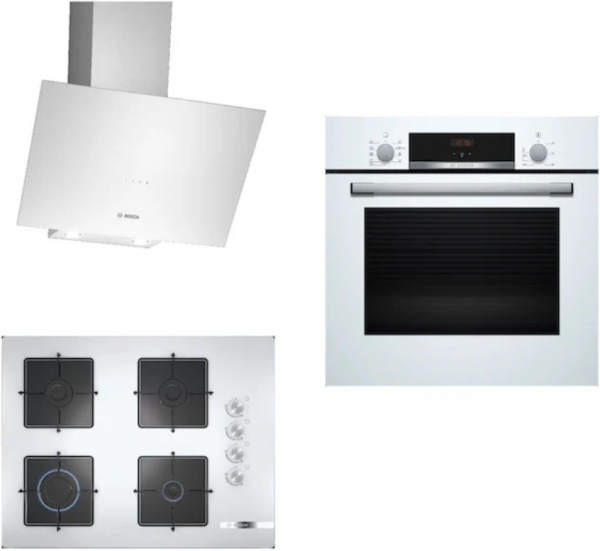 Bosch Beyaz Ankastre Set POP7C2O12O + HBF534EW3T + DWK64PJ20T