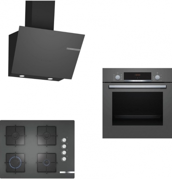 Bosch Gri Ankastre Set POP7C9O12O + HBF514BH1T + DWK66PJ70T