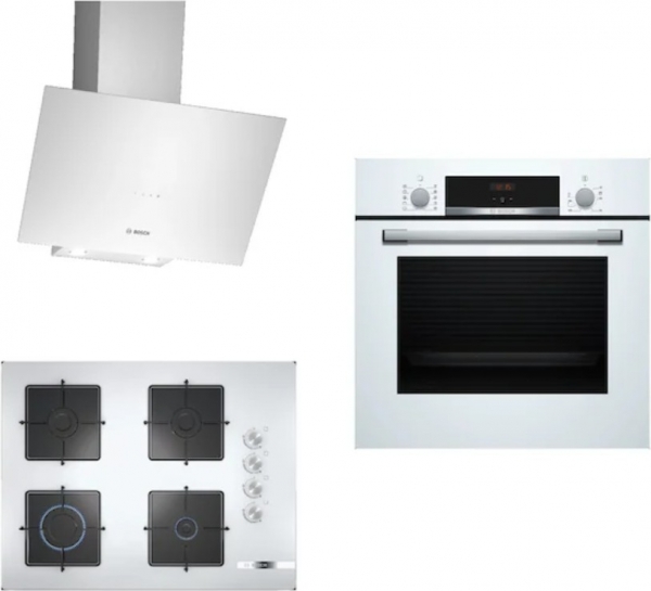 Bosch Beyaz Ankastre Set POP7C2O12O + HBF514BW1T + DWK64PJ20T