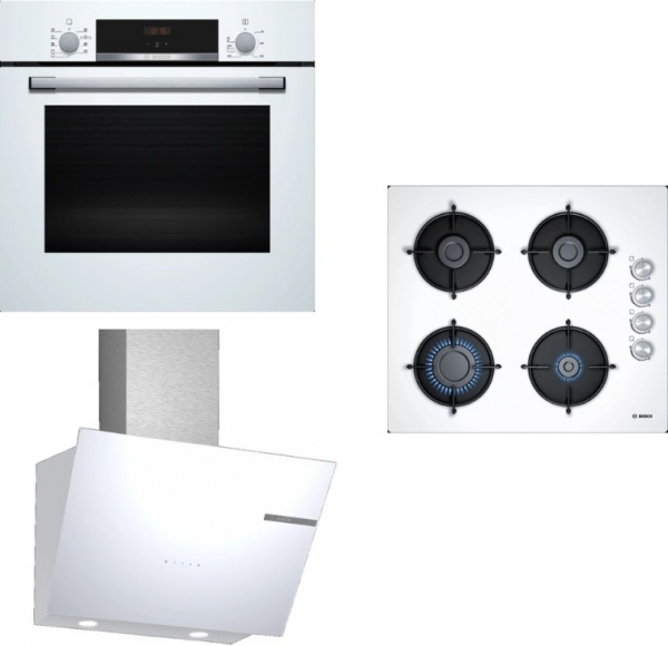 Bosch Lux Beyaz Ankastre Set POP6C2O10O + HBF534EW3T + DWK66PJ20T