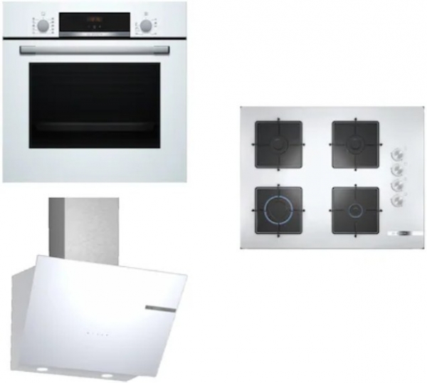 Bosch Beyaz Ankastre Set POP7C2O12O + HBF514BW1T + DWK66PJ20T