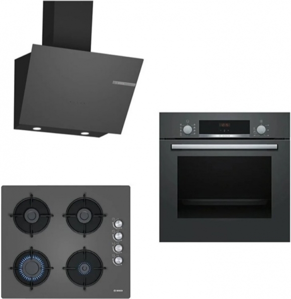 Bosch Gri Ankastre Set POP6C9O10O + HBF514BH1T + DWK66PJ70T