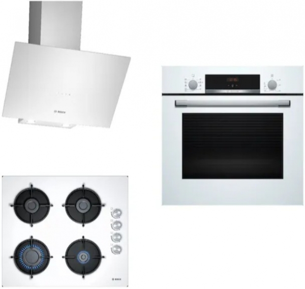 Bosch Beyaz Ankastre Set POP6C2O10O + HBF534EW3T + DWK64PJ20T
