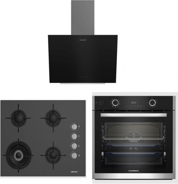 Grundig Siyah Ankastre Set GIGL 622410 GR + GEBD 12302 B + GDSP 2474 BB